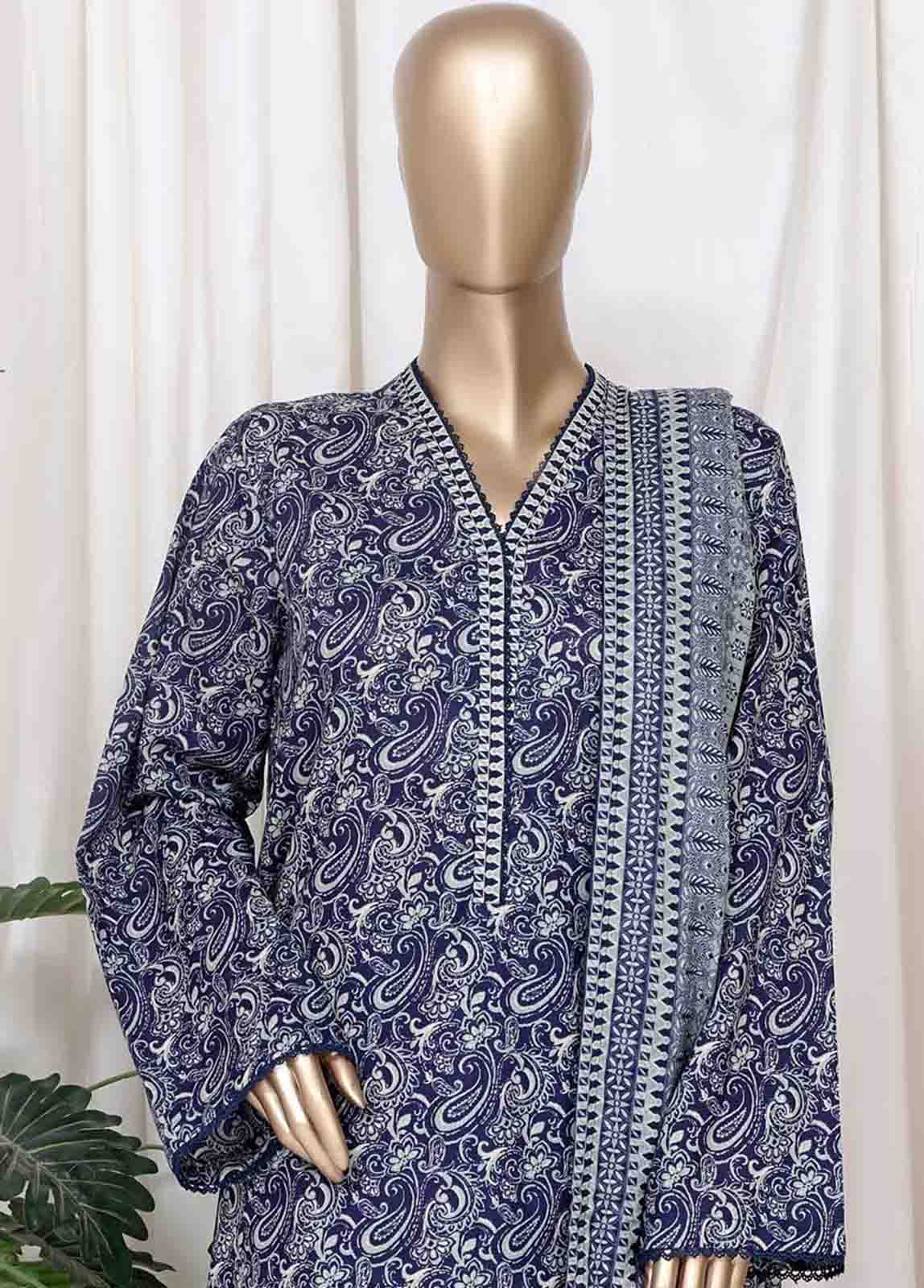 WC-2527- 3 Piece Printed Cotton Stitched Suit