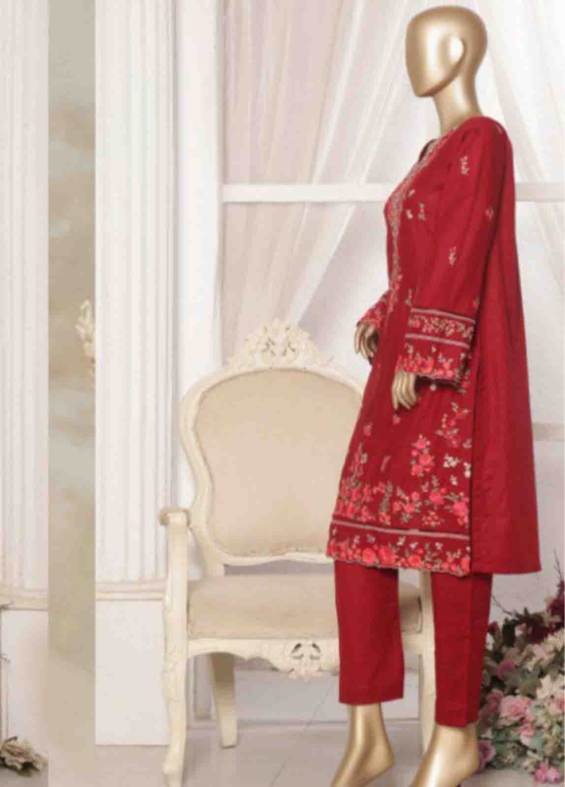 WKKE-011- 2 Piece Embroidered Khaddar Stitched Co Ords