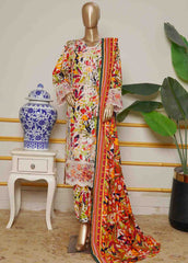 WKE-080 B- 3 Piece Khaddar Emboidered Stitched Suit