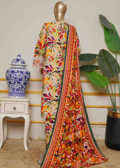 WKE-080 B- 3 Piece Khaddar Emboidered Stitched Suit