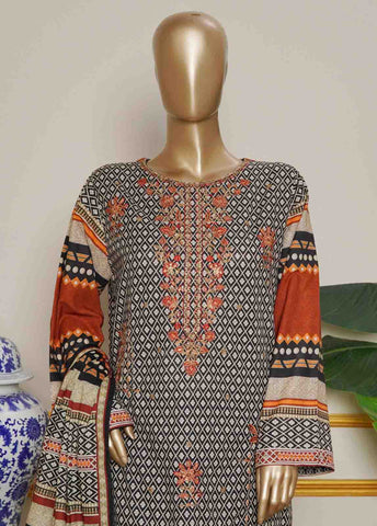 WKE-0134 B-3 Piece Khaddar Embroidered Stitched Suit
