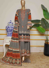 WKE-0134 B-3 Piece Khaddar Embroidered Stitched Suit