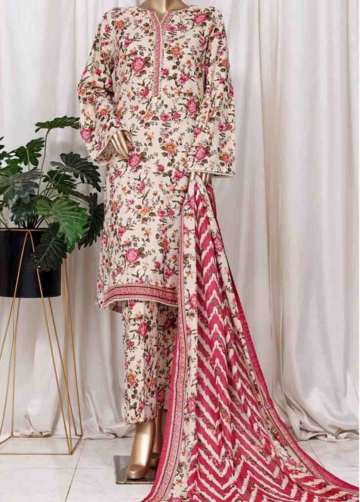WC-2533- 3 Piece Printed Cotton Stitched Suit