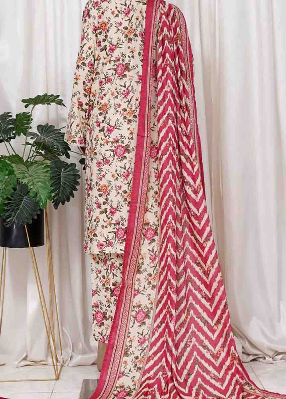 WC-2533- 3 Piece Printed Cotton Stitched Suit
