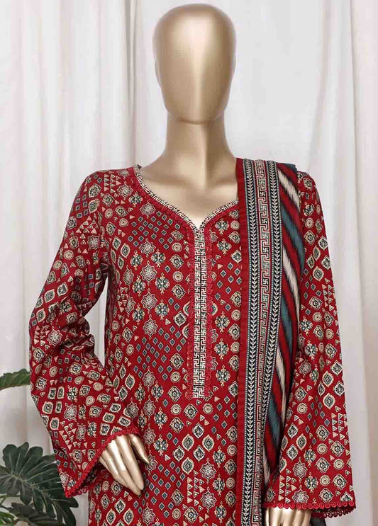 WC-2521- 3 Piece Printed Cotton Stitched Suit