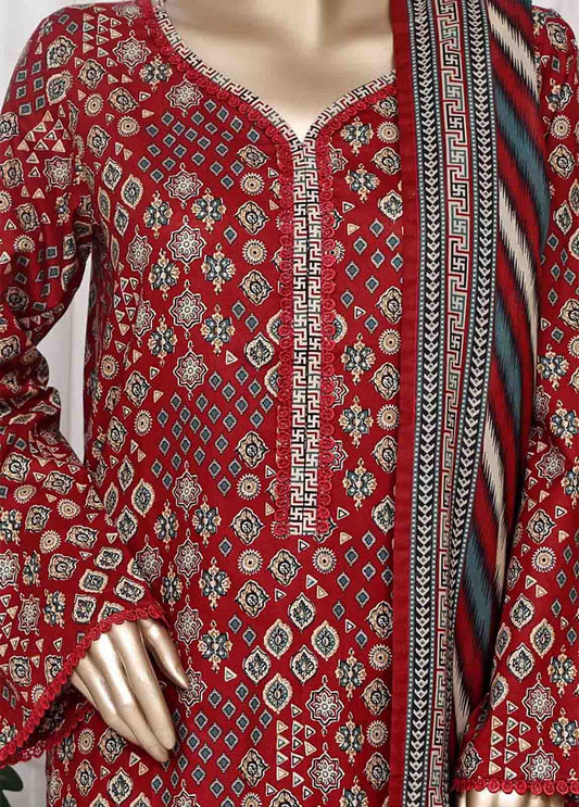 WC-2521- 3 Piece Printed Cotton Stitched Suit