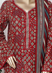 WC-2521- 3 Piece Printed Cotton Stitched Suit