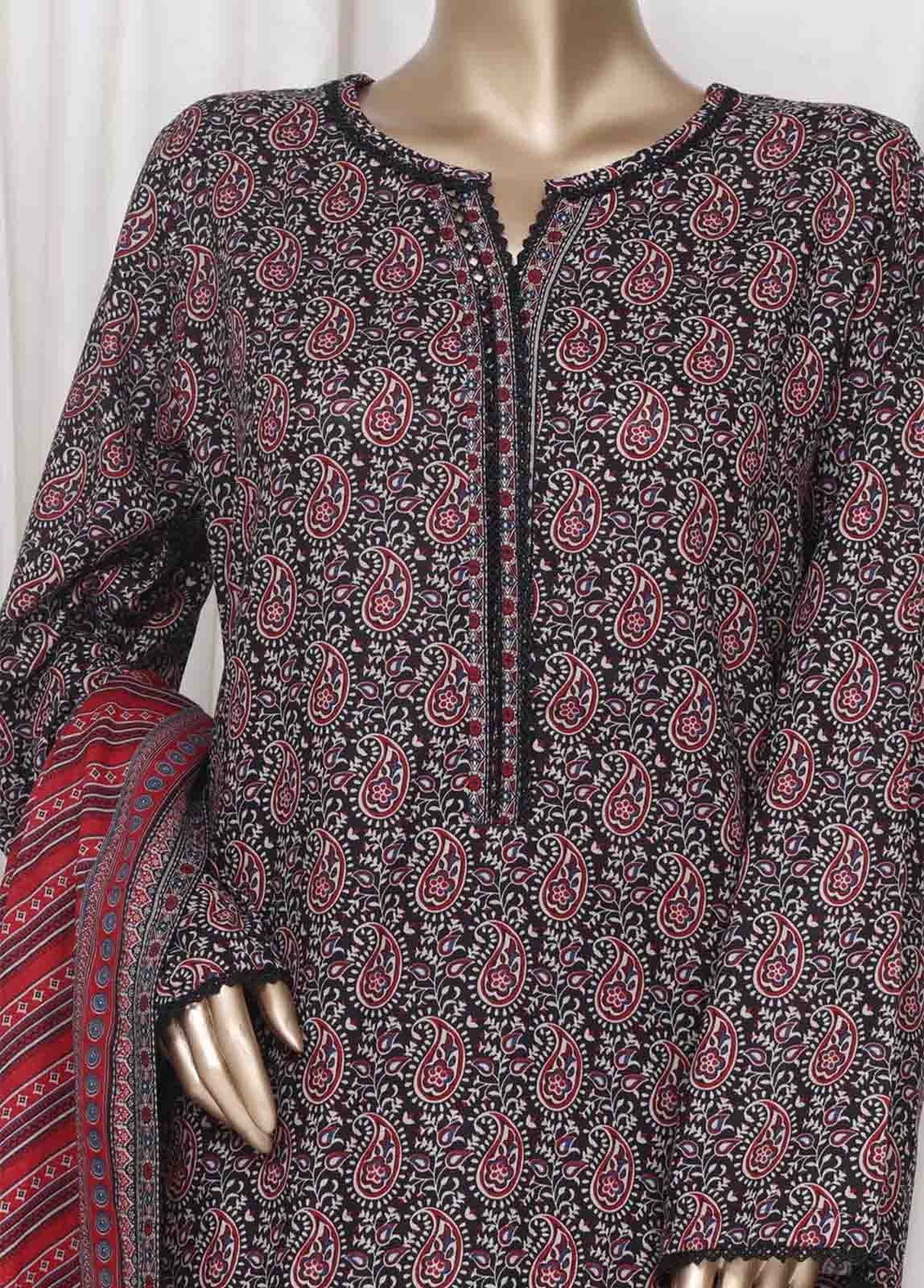 WC-2531- 3 Piece Printed Cotton Stitched Suit