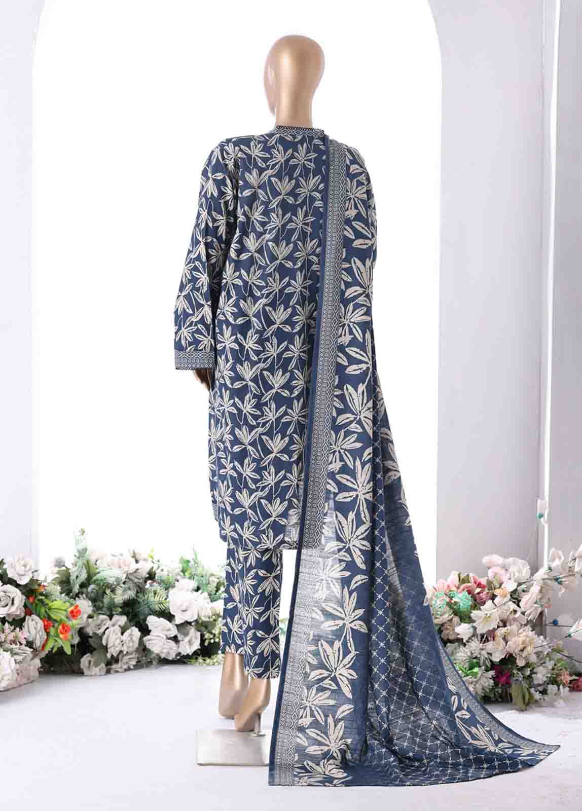 WK-2541- 3 Piece Khaddar Printed Stitched Suit
