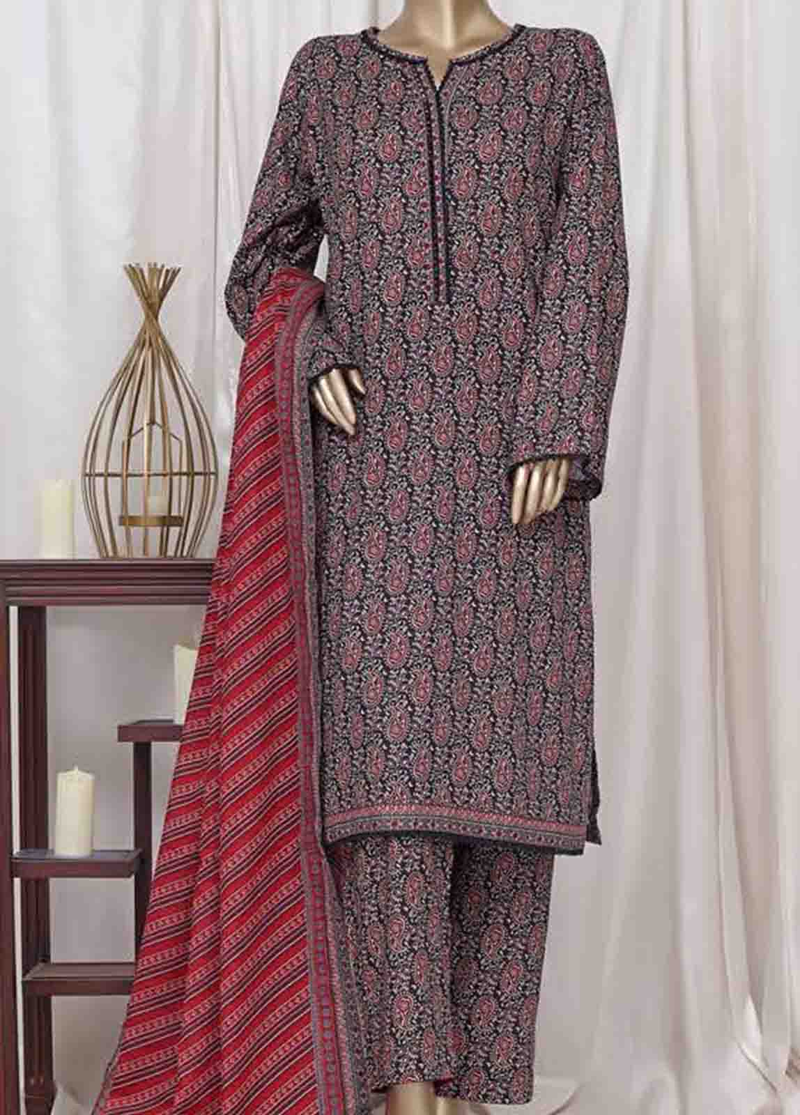 WC-2531- 3 Piece Printed Cotton Stitched Suit