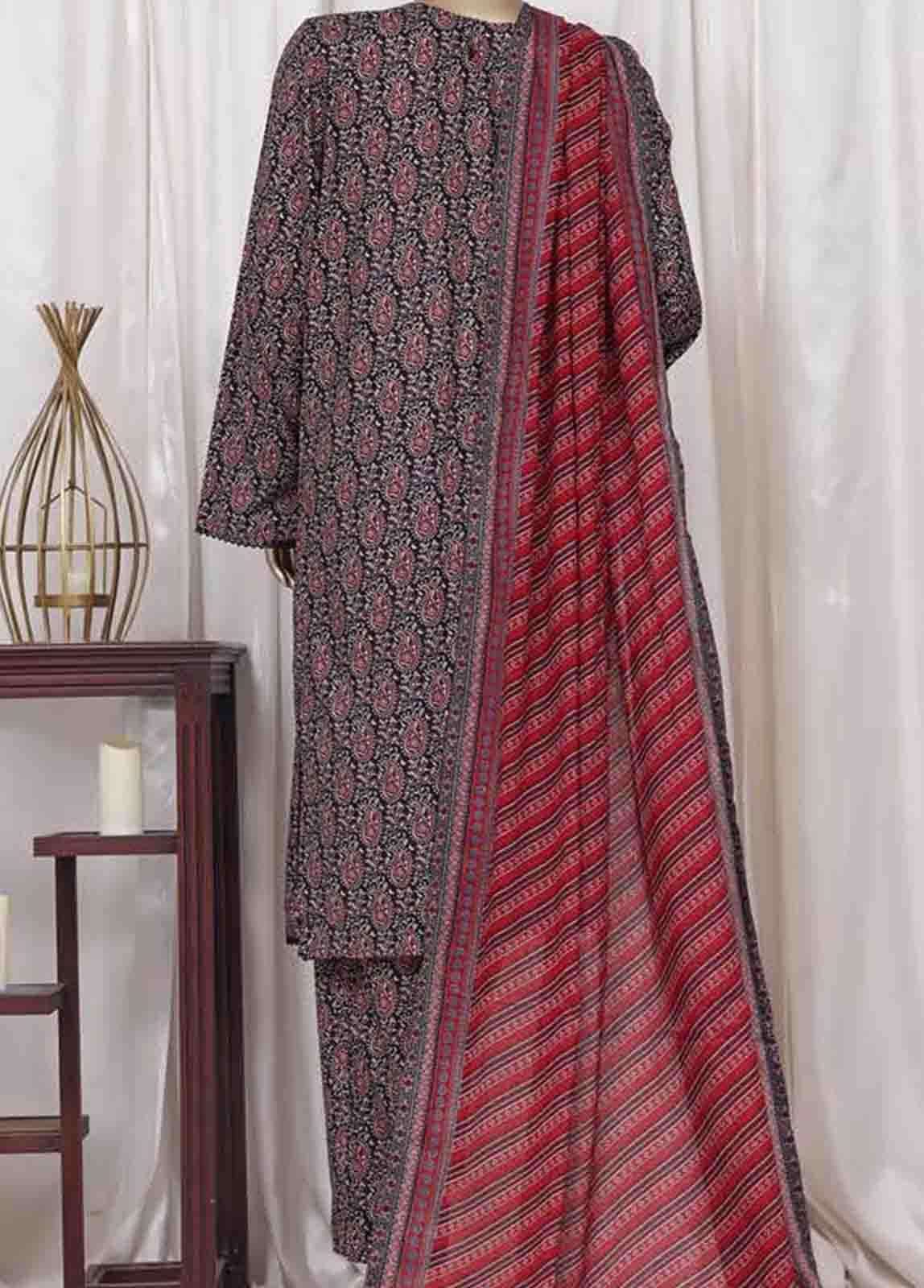 WC-2531- 3 Piece Printed Cotton Stitched Suit