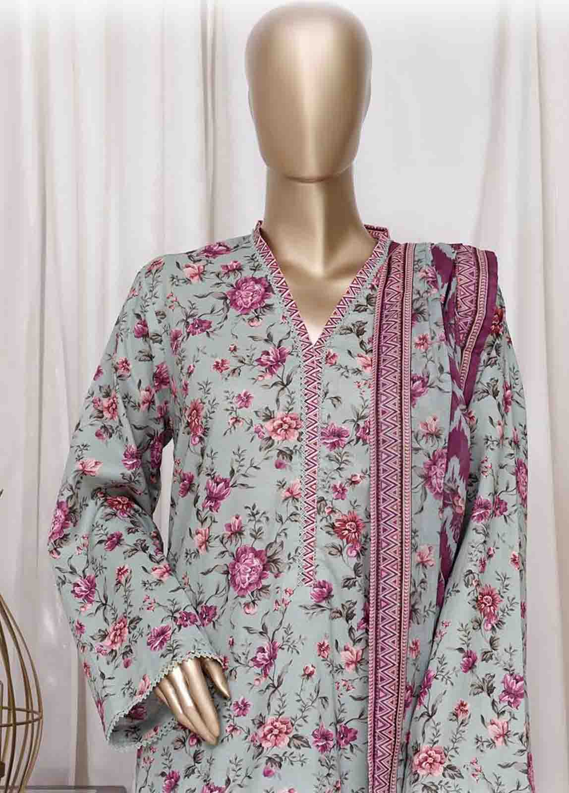 WC-2532- 3 Piece Printed Cotton Stitched Suit