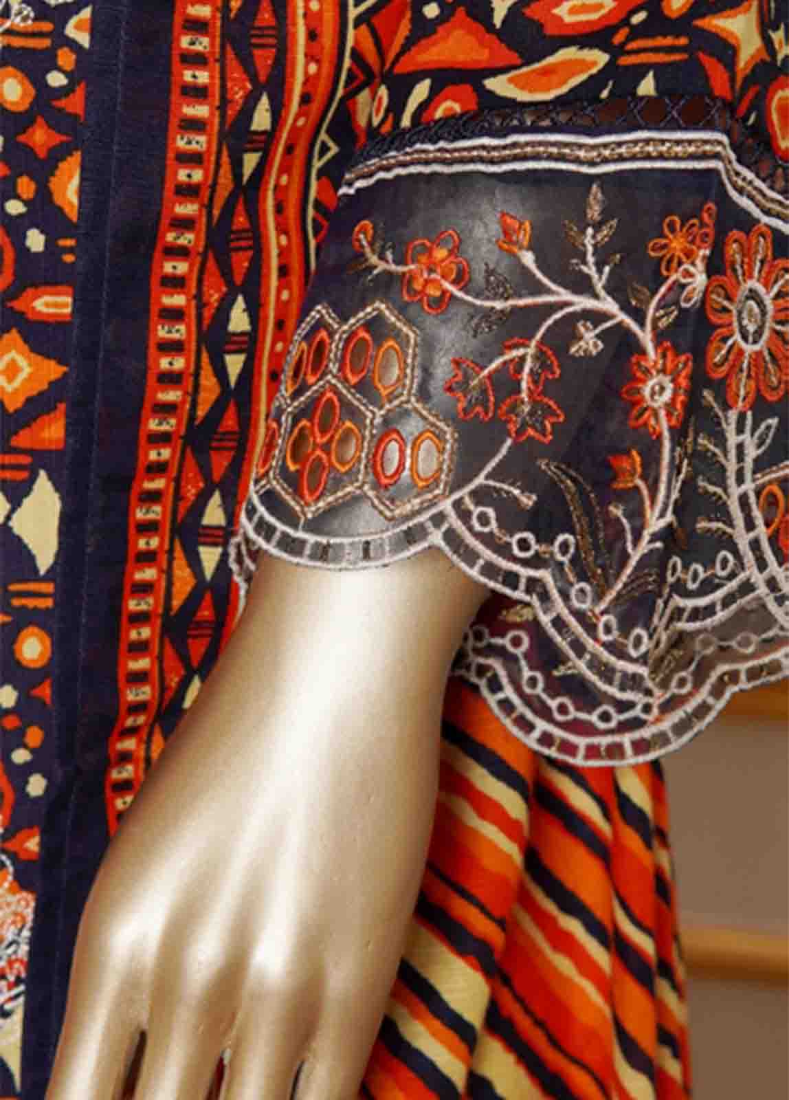 WKE-035- 3 Piece Khaddar Emboidered Stitched Suit