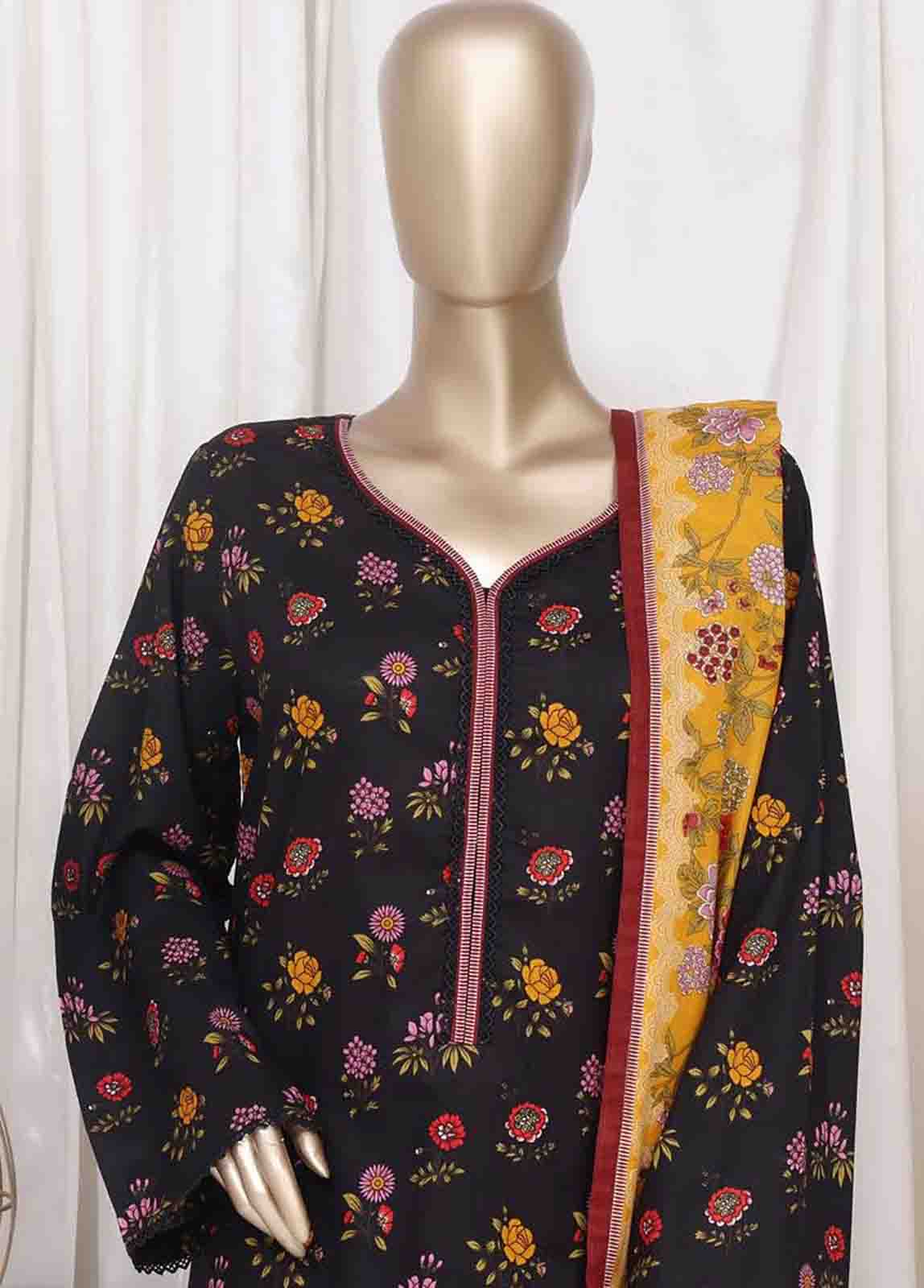 WC-2522- 3 Piece Printed Cotton Stitched Suit