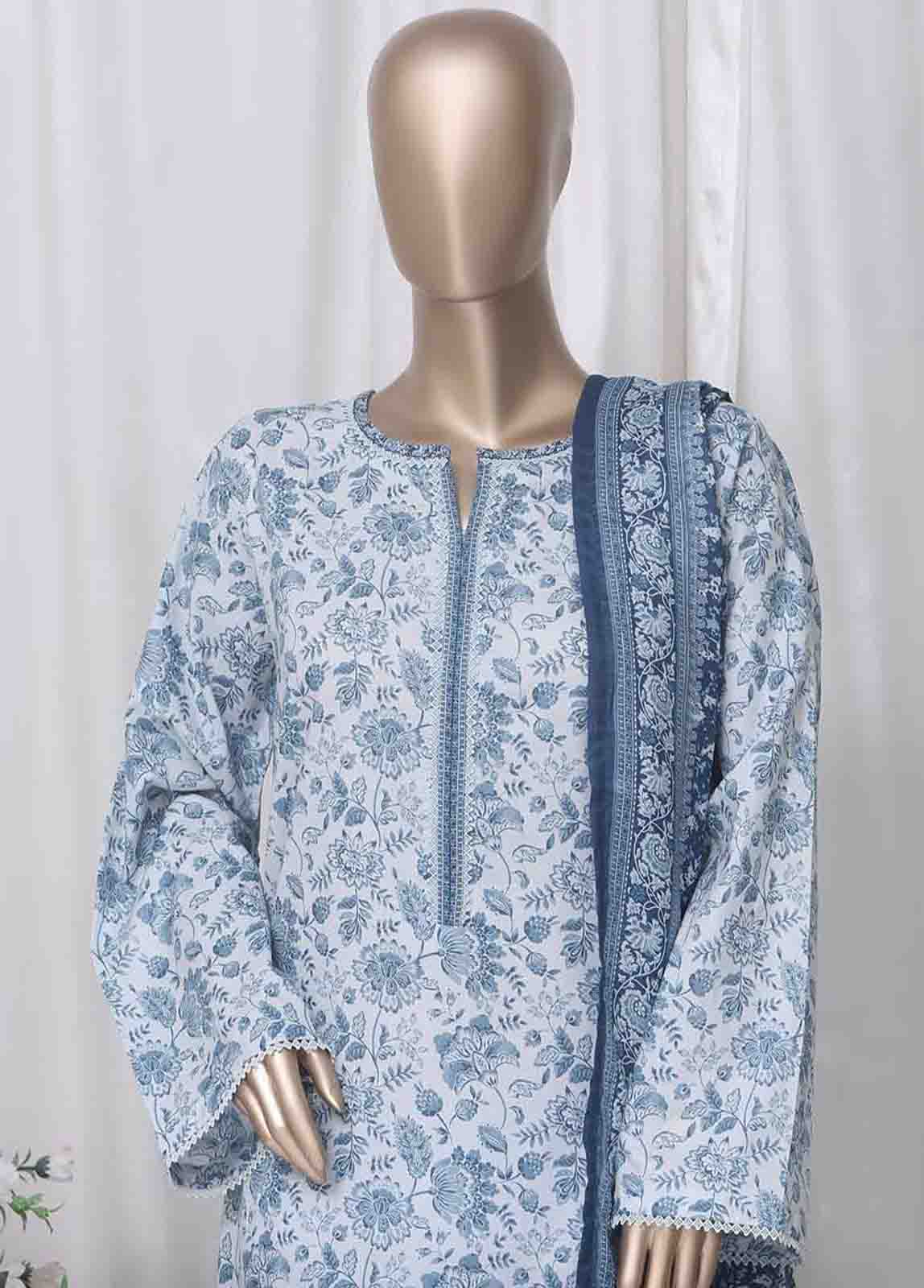 WC-2518- 3 Piece Printed Cotton Stitched Suit