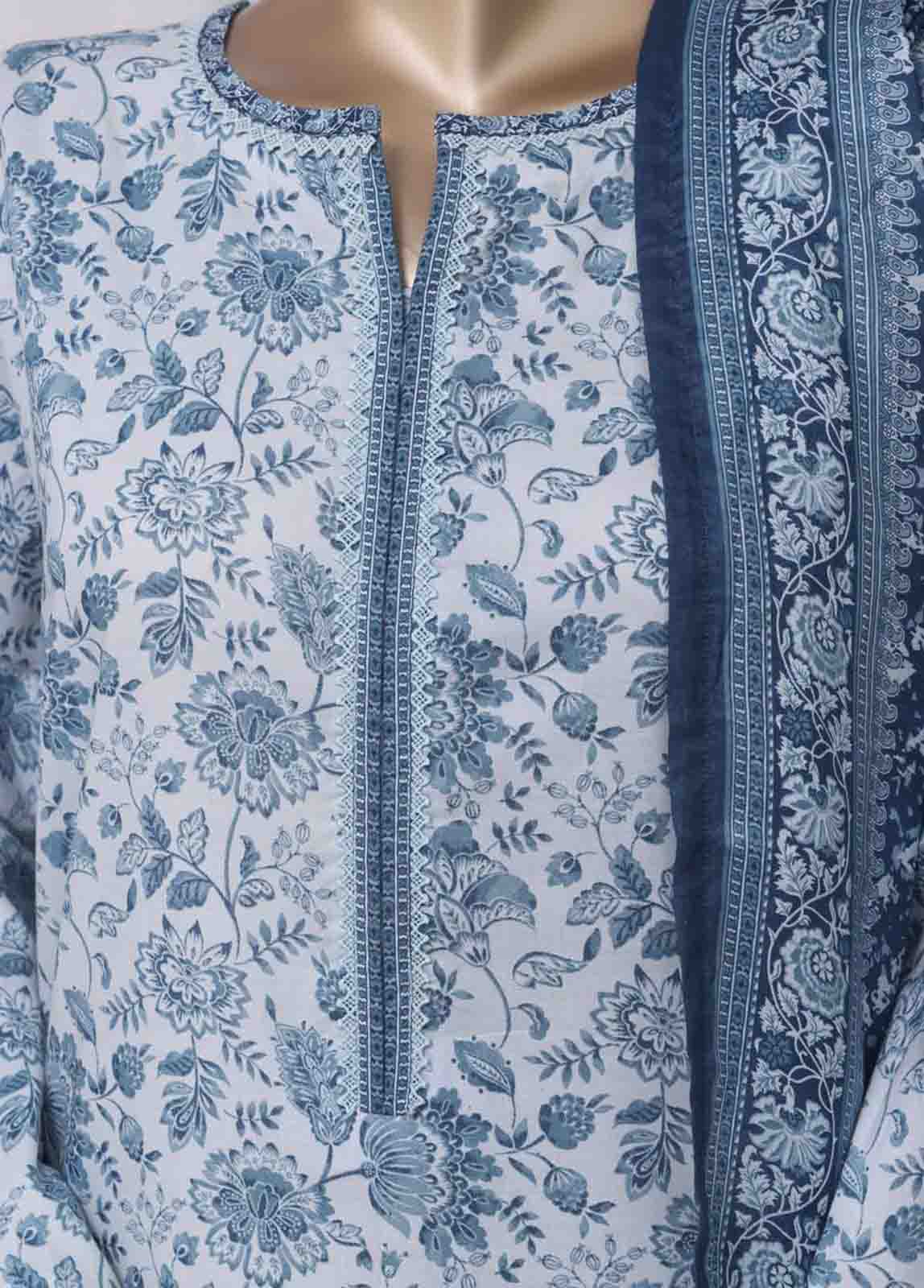 WC-2518- 3 Piece Printed Cotton Stitched Suit