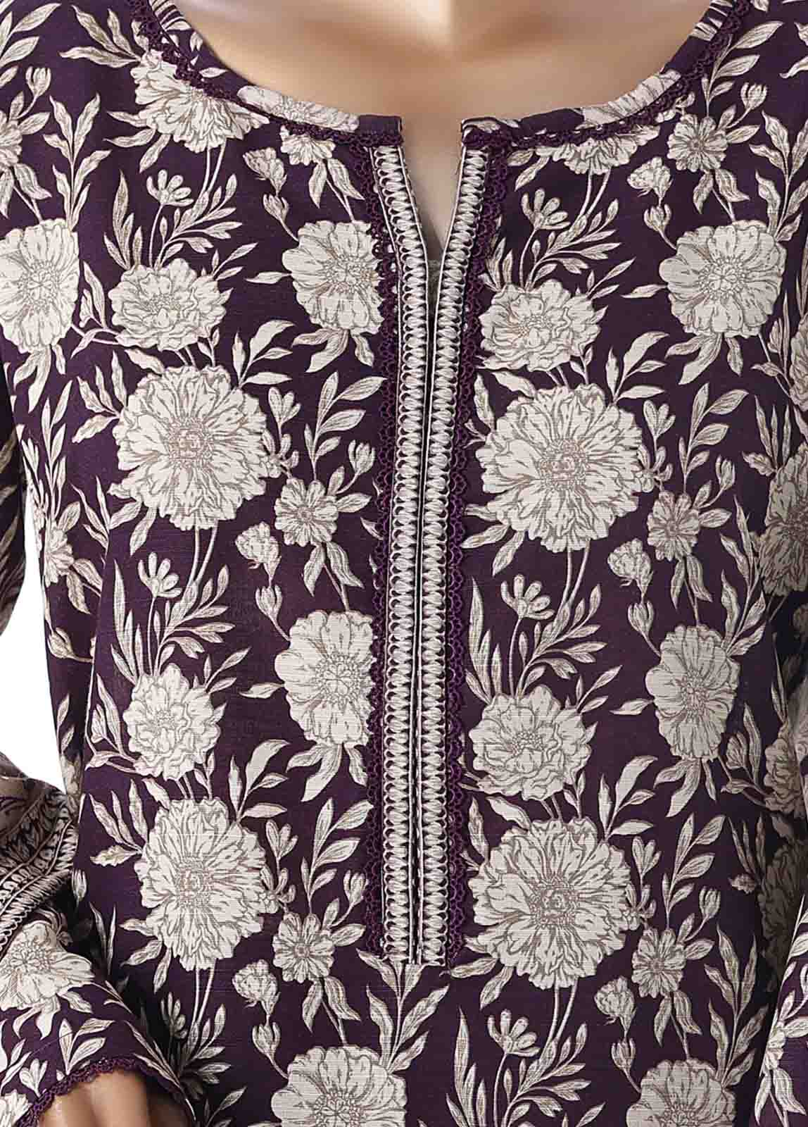 WK-2536- 3 Piece Khaddar Printed Stitched Suit
