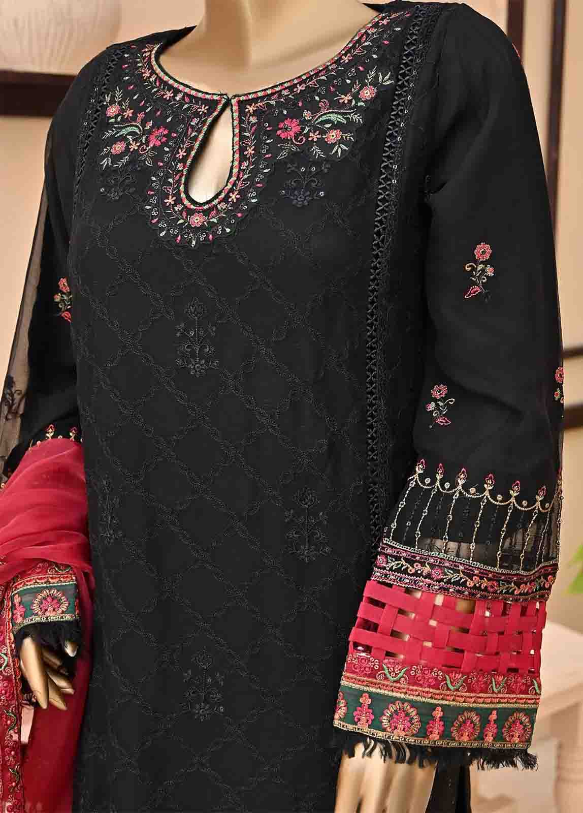 Bin Saeed Fabric - AMC-4011- 3 Piece Embroidered Chiffon