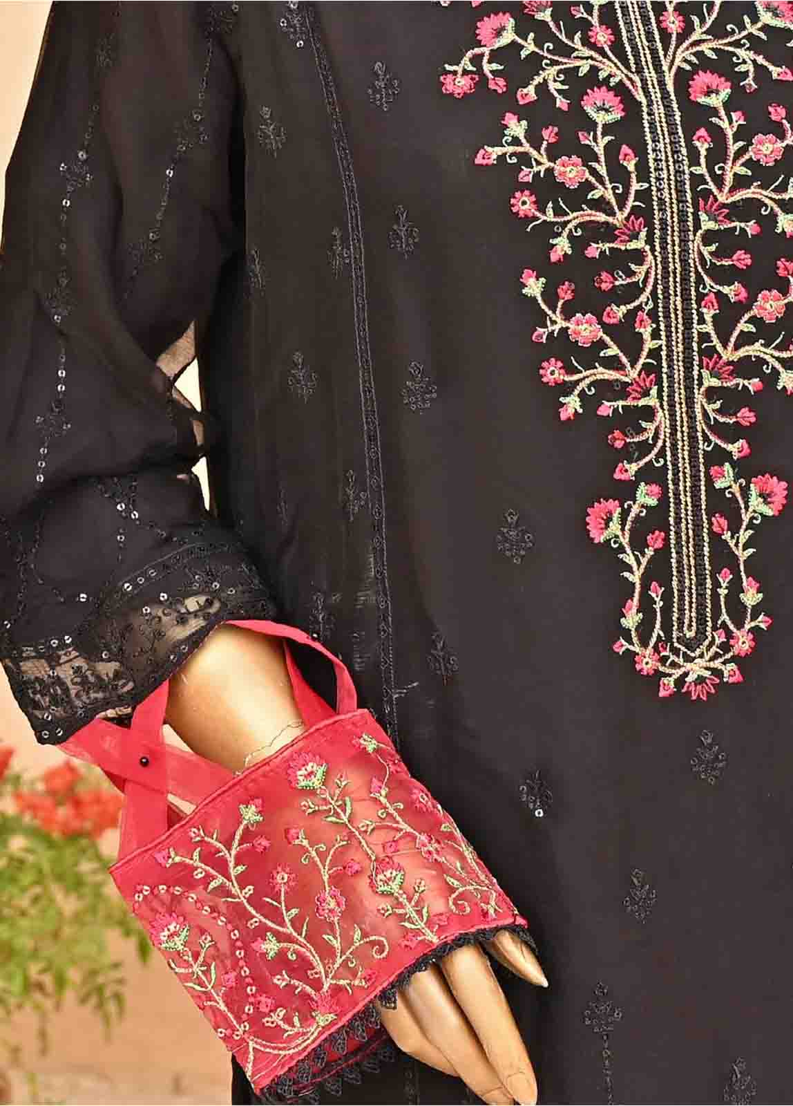 Bin Saeed Fabric - AMC-4012- 3 Piece Embroidered Chiffon