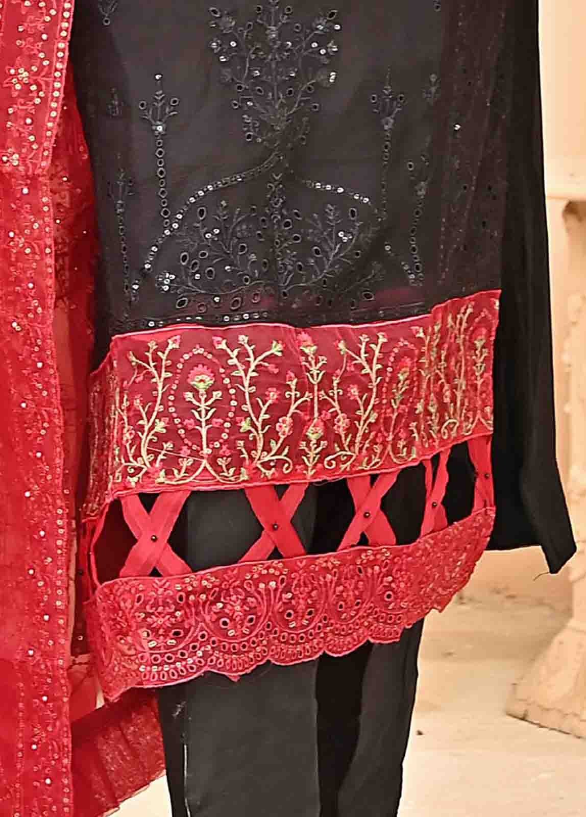Bin Saeed Fabric - AMC-4012- 3 Piece Embroidered Chiffon
