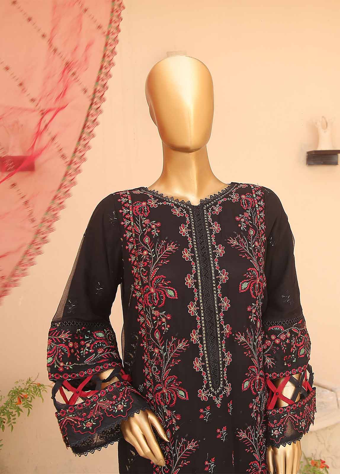 Bin Saeed Fabric - AMC-4013- 3 Piece Embroidered Chiffon