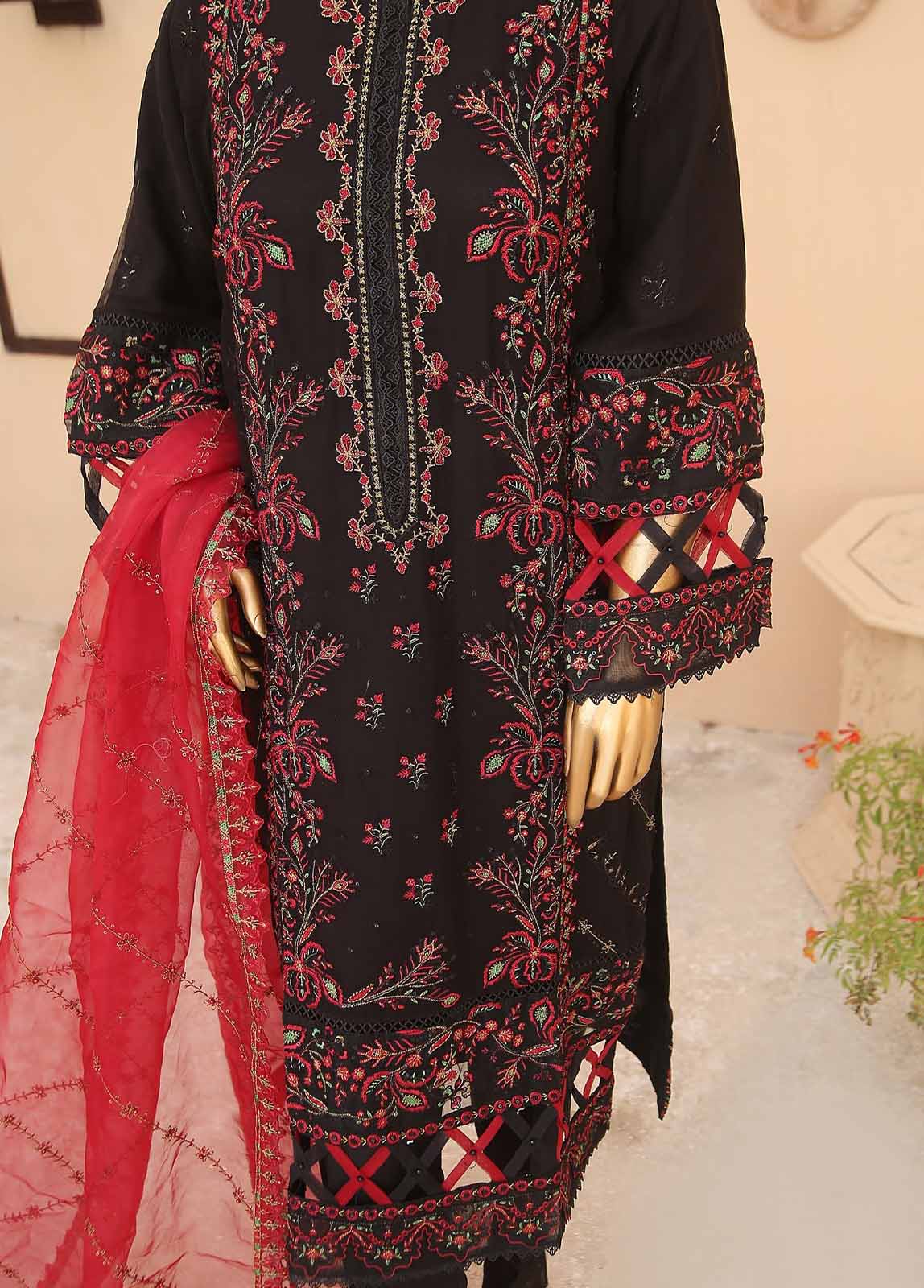 Bin Saeed Fabric - AMC-4013- 3 Piece Embroidered Chiffon