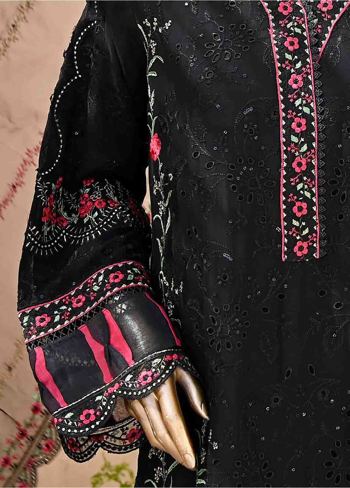 Bin Saeed Fabric - AMC-4016- 3 Piece Embroidered Chiffon
