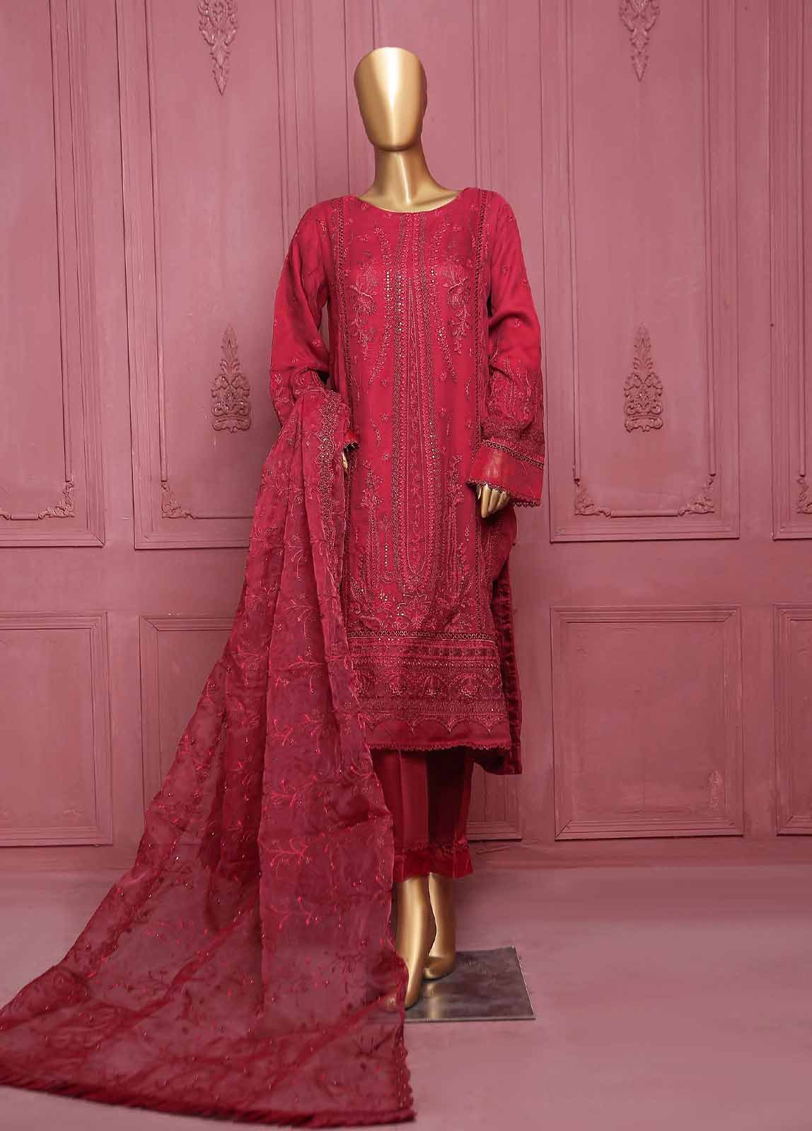 Bin Saeed Fabric - ASPC-0015-A- 3 Piece Embroidered Chiffon