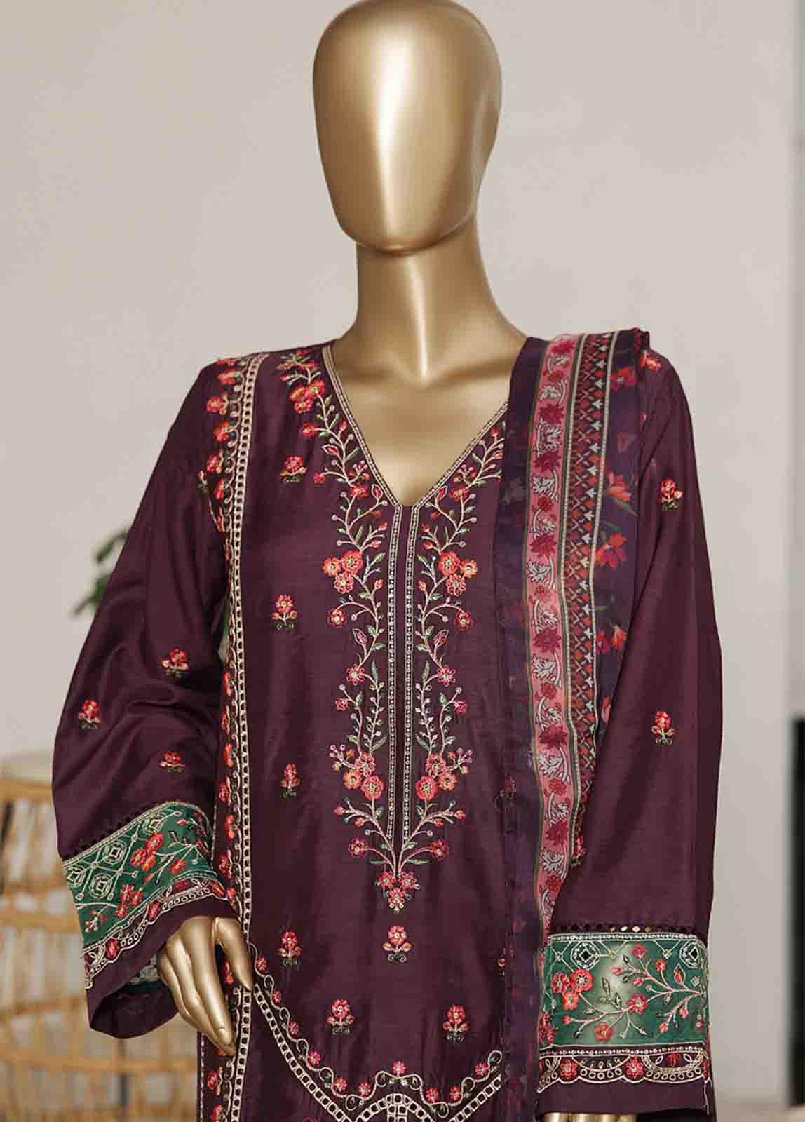 Bin Saeed Fabric - ASTCS-0205 R-065- 3 Piece Luxury Embroidered Stitched Suit