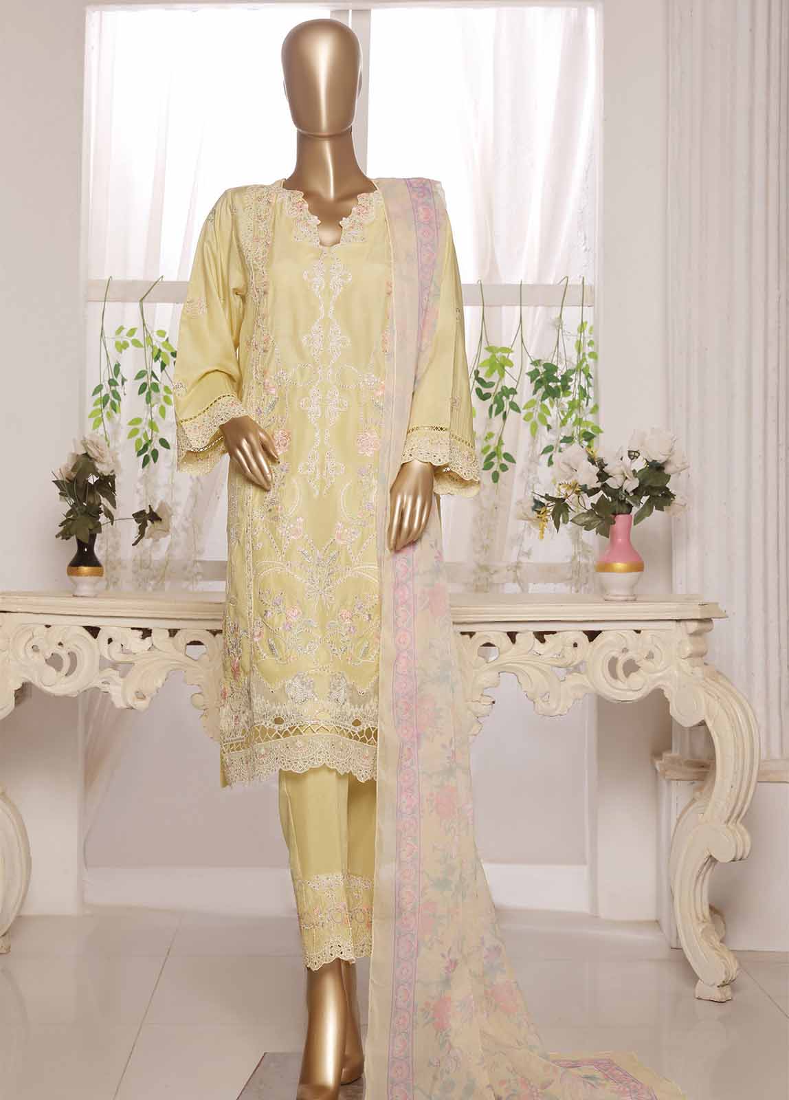 ASTCS-0208 R64- 3 Piece Embroidered Stitched Suit