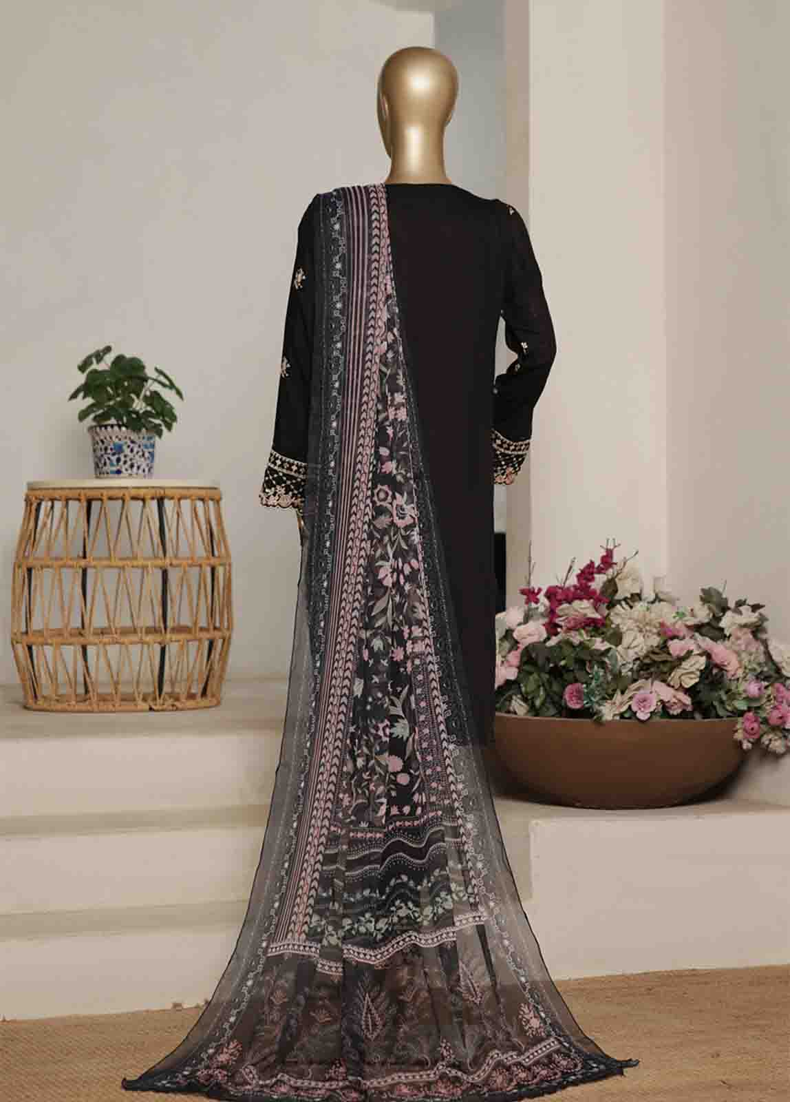 Bin Saeed Fabric - ASTCS-0210 R-066- 3 Piece Luxury Embroidered Stitched Suit