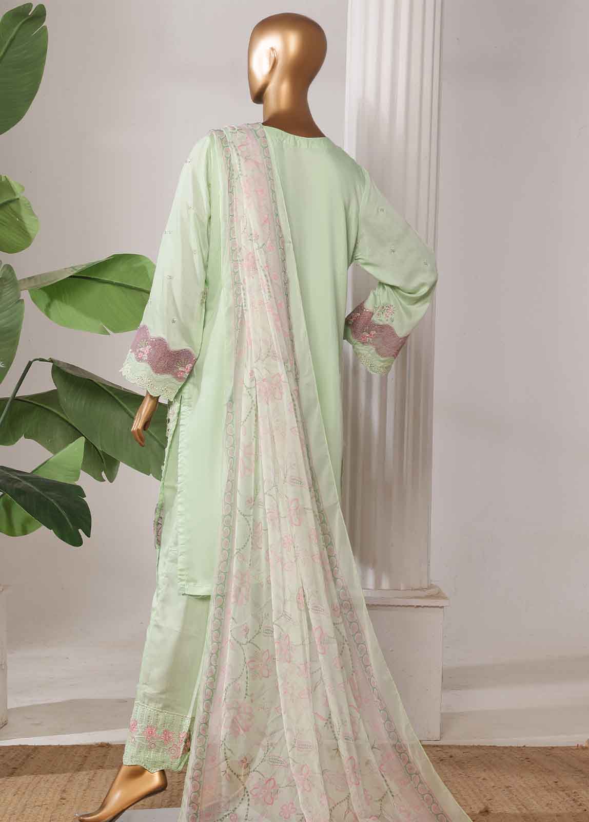 Bin Saeed Fabric - ASTSCS-0201-R-65- 3 Piece Luxury Embroidered Stitched Suit