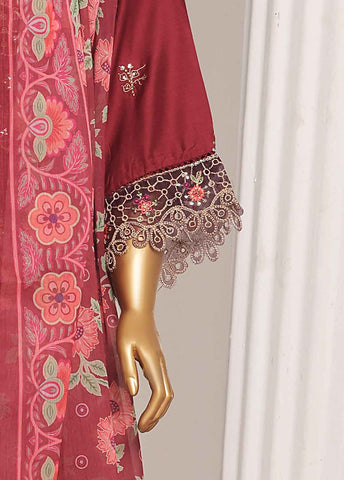 Bin Saeed Fabric - ASTSCS-0203-R-65- 3 Piece Luxury Embroidered Stitched Suit