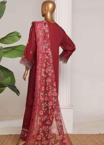 ASTSCS-0203-R-65- 3 Piece Luxury Embroidered Stitched Suit