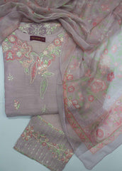 ASTSCS-0207-R-65- 3 Piece Luxury Embroidered Stitched Suit