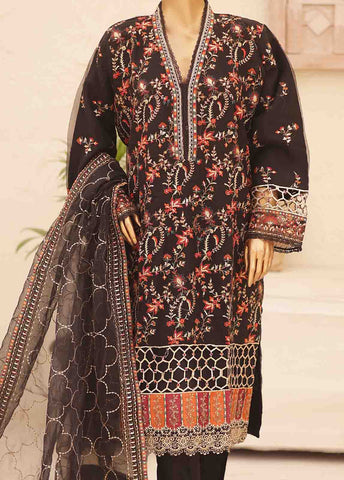 Bin Saeed Fabric - BIL-001 E- 3 Piece Embroidered Organza