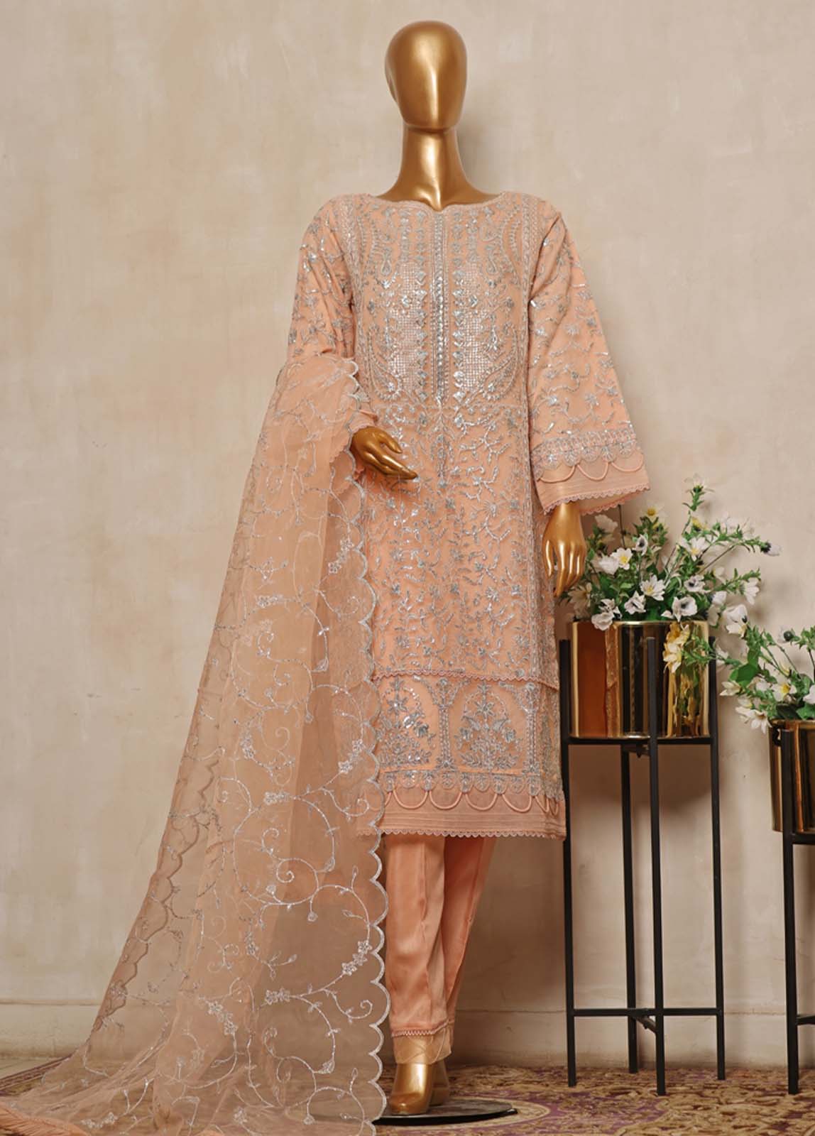 Bin Saeed Fabric - BIL-003- 3 Piece Embroidered Organza