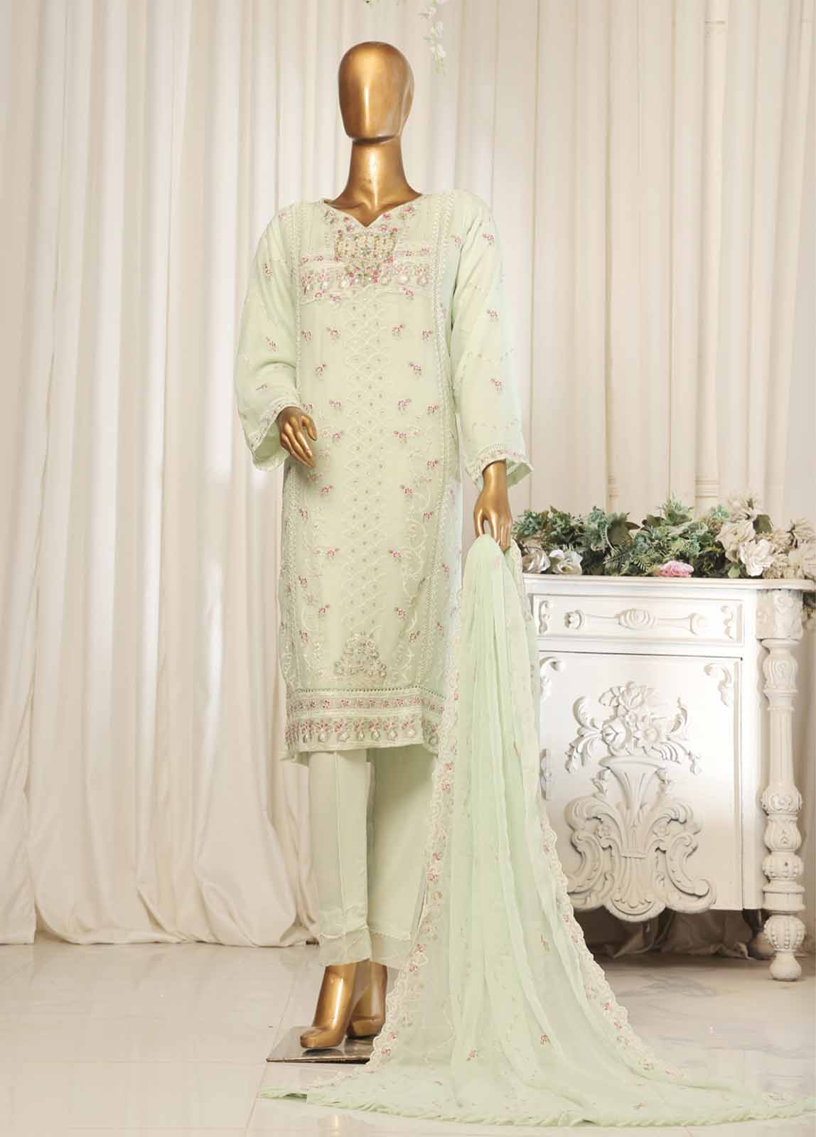 Bin Saeed Fabric - BILC-0013- 3 Piece Chiffon Stitched Suit