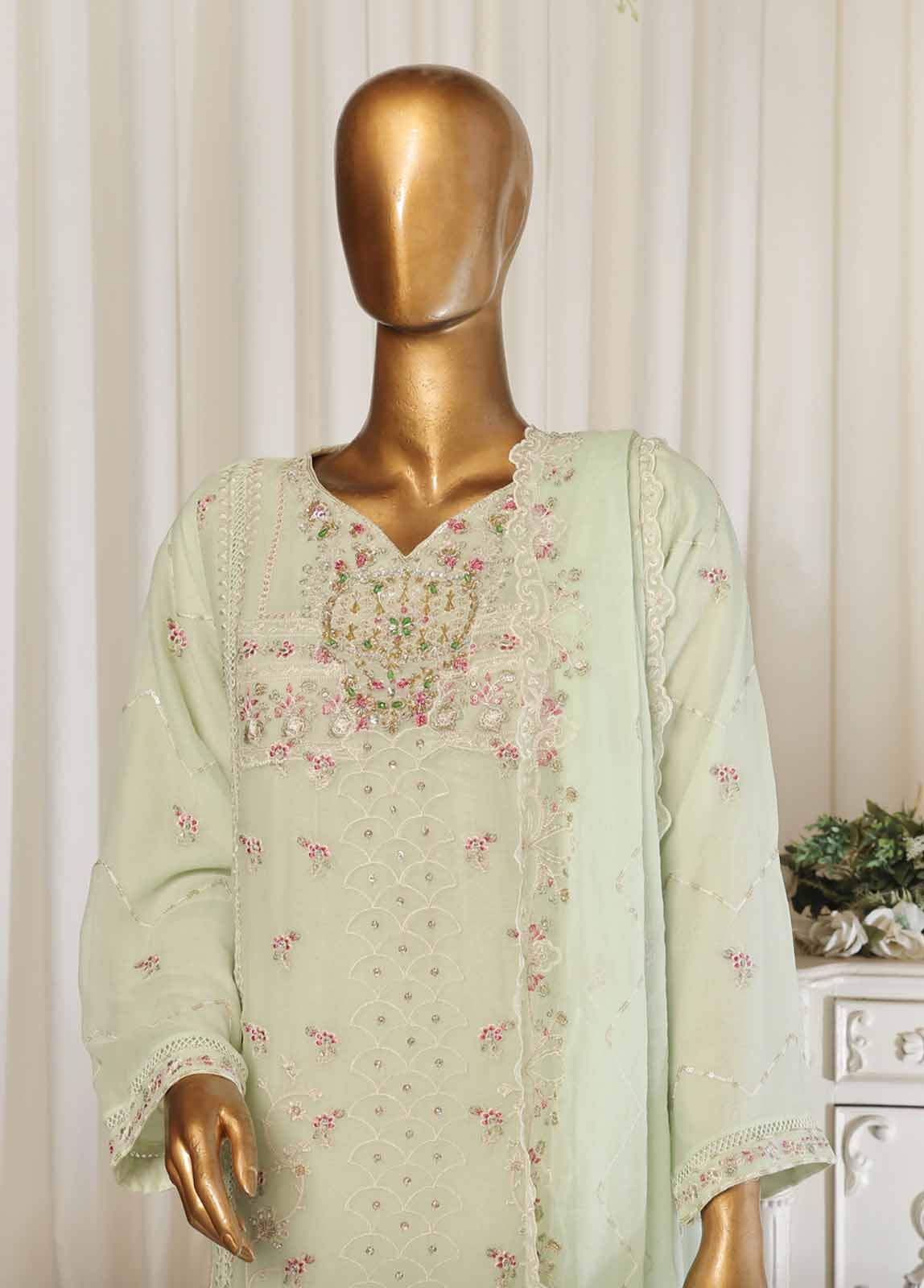 Bin Saeed Fabric - BILC-0013- 3 Piece Chiffon Stitched Suit