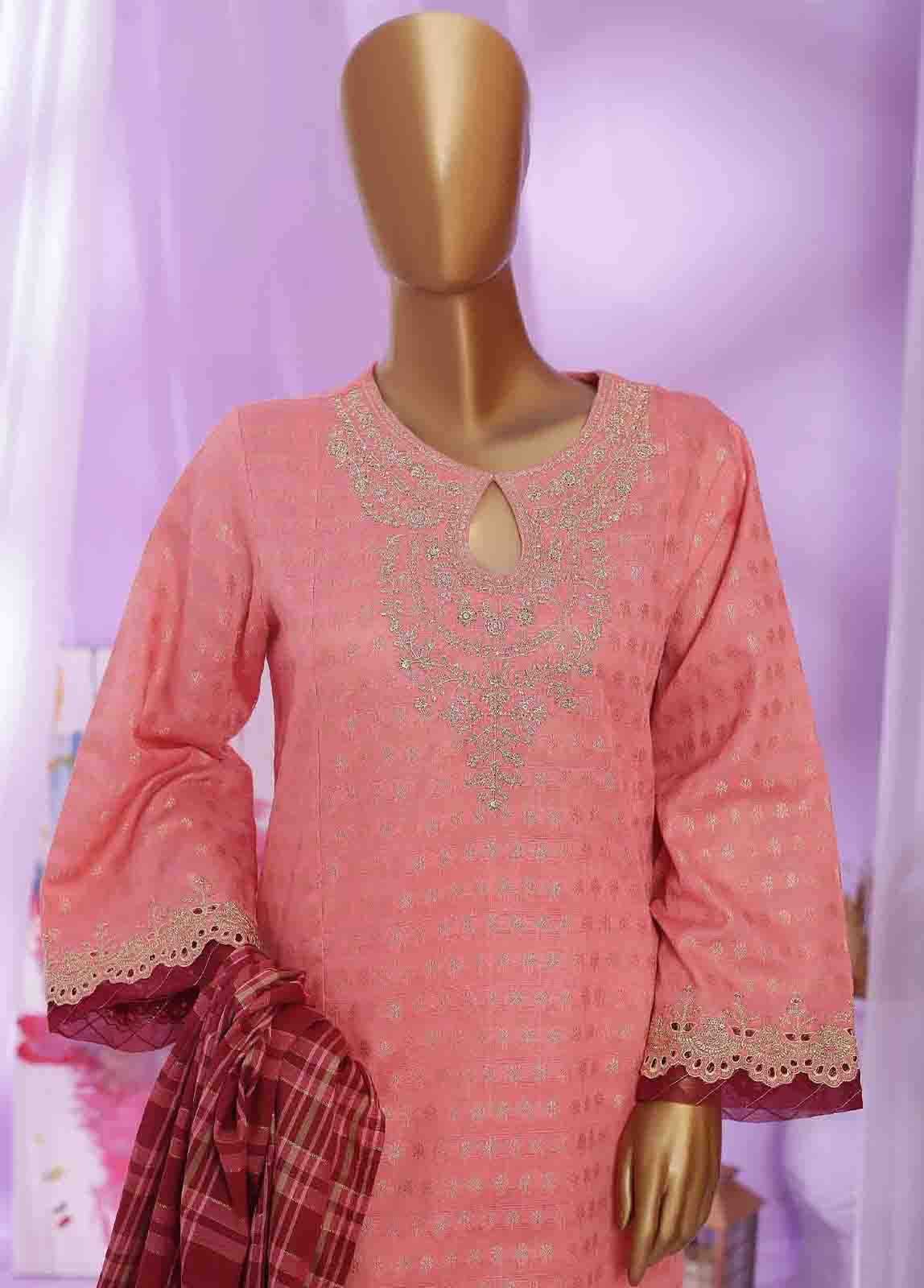 Bin Saeed Fabric - BNE-04- 3 Piece Embroidered Jacquard Suit