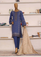 BNE-2302- 3 Piece Embroidered Jacquard Suit