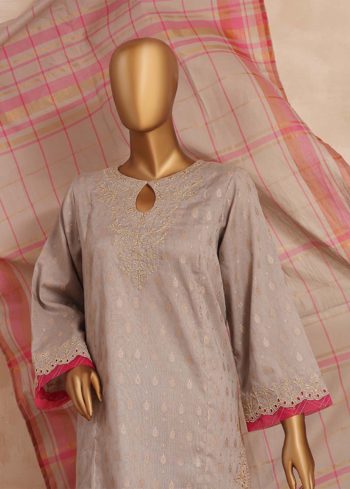 BNE-2308- 3 Piece Embroidered Jacquard Suit