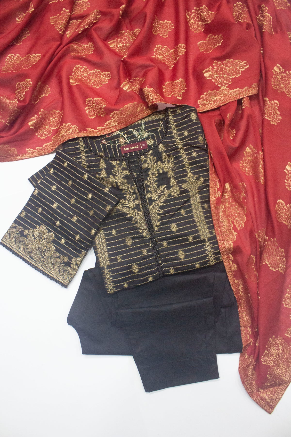 Bin Saeed Fabric - BNS-2305- 3 Piece Jacquard Embroidered Suit