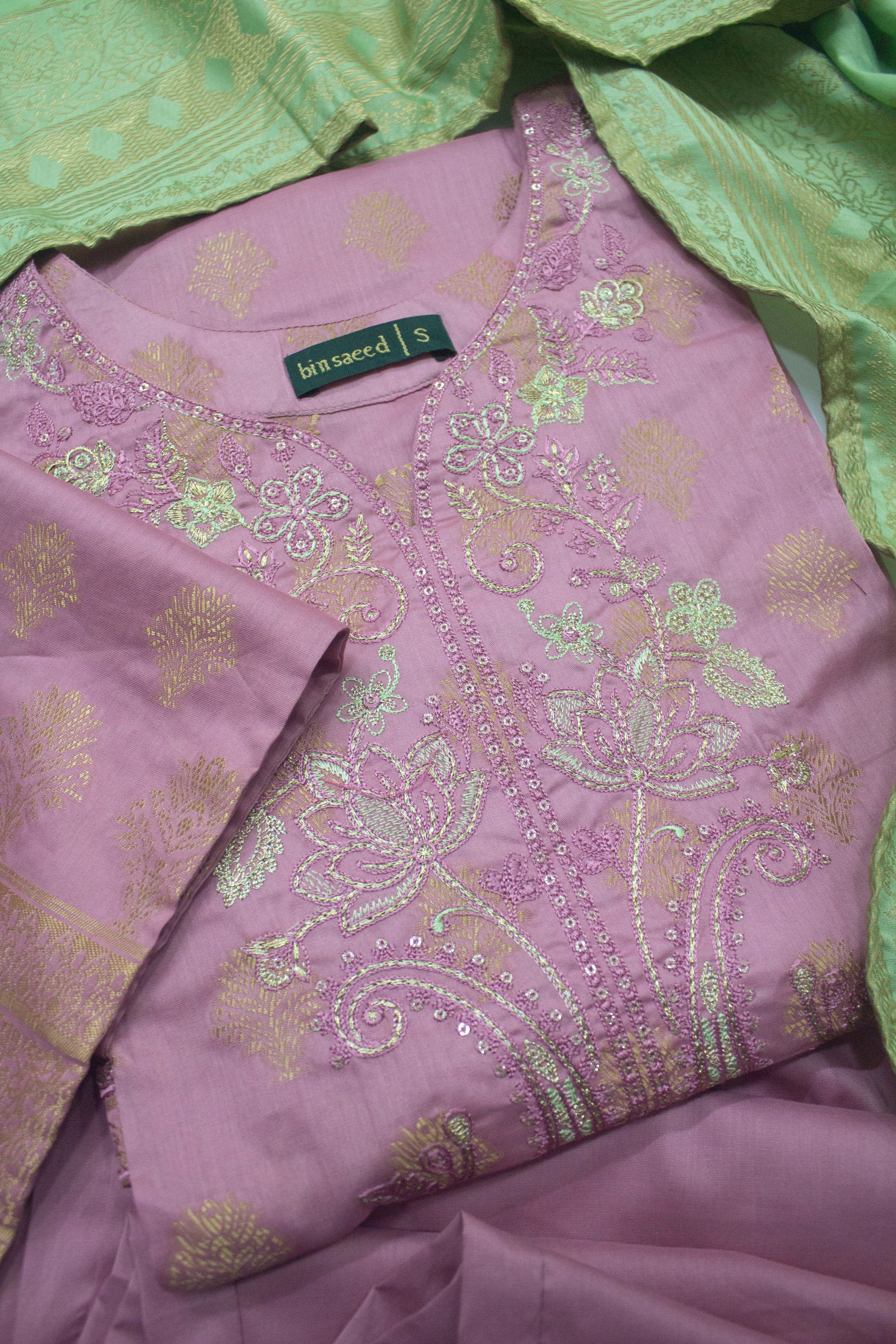 Bin Saeed Fabric - BNS-2313- 3 Piece Jacquard Embroidered Suit