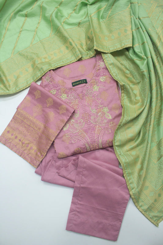 Bin Saeed Fabric - BNS-2313- 3 Piece Jacquard Embroidered Suit