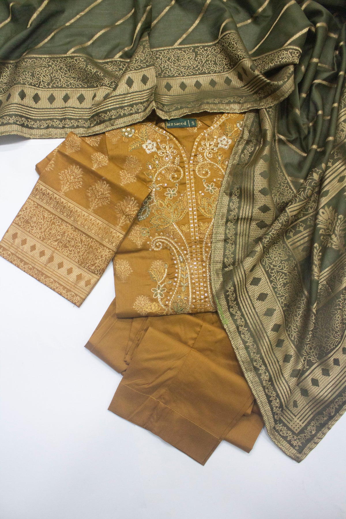 Bin Saeed Fabric - BNS-2314- 3 Piece Jacquard Embroidered Suit