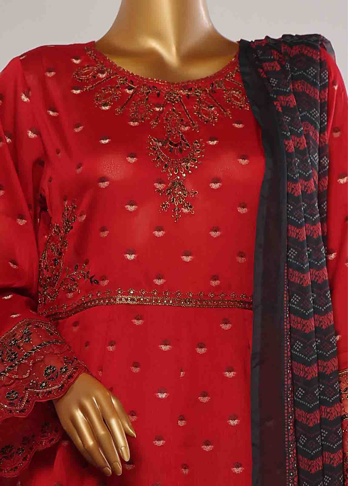 Bin Saeed Fabric - BNS-FR-002- 3 Piece Embroidered Jacquard Stitched Suit