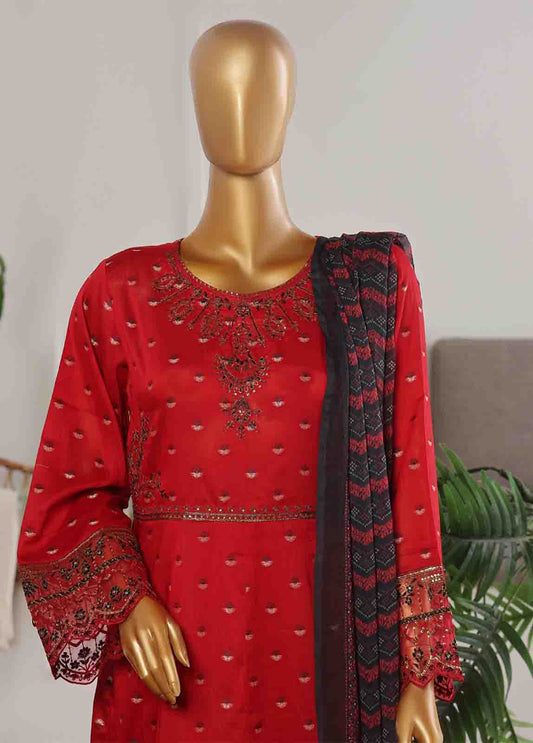 Bin Saeed Fabric - BNS-FR-002- 3 Piece Embroidered Jacquard Stitched Suit