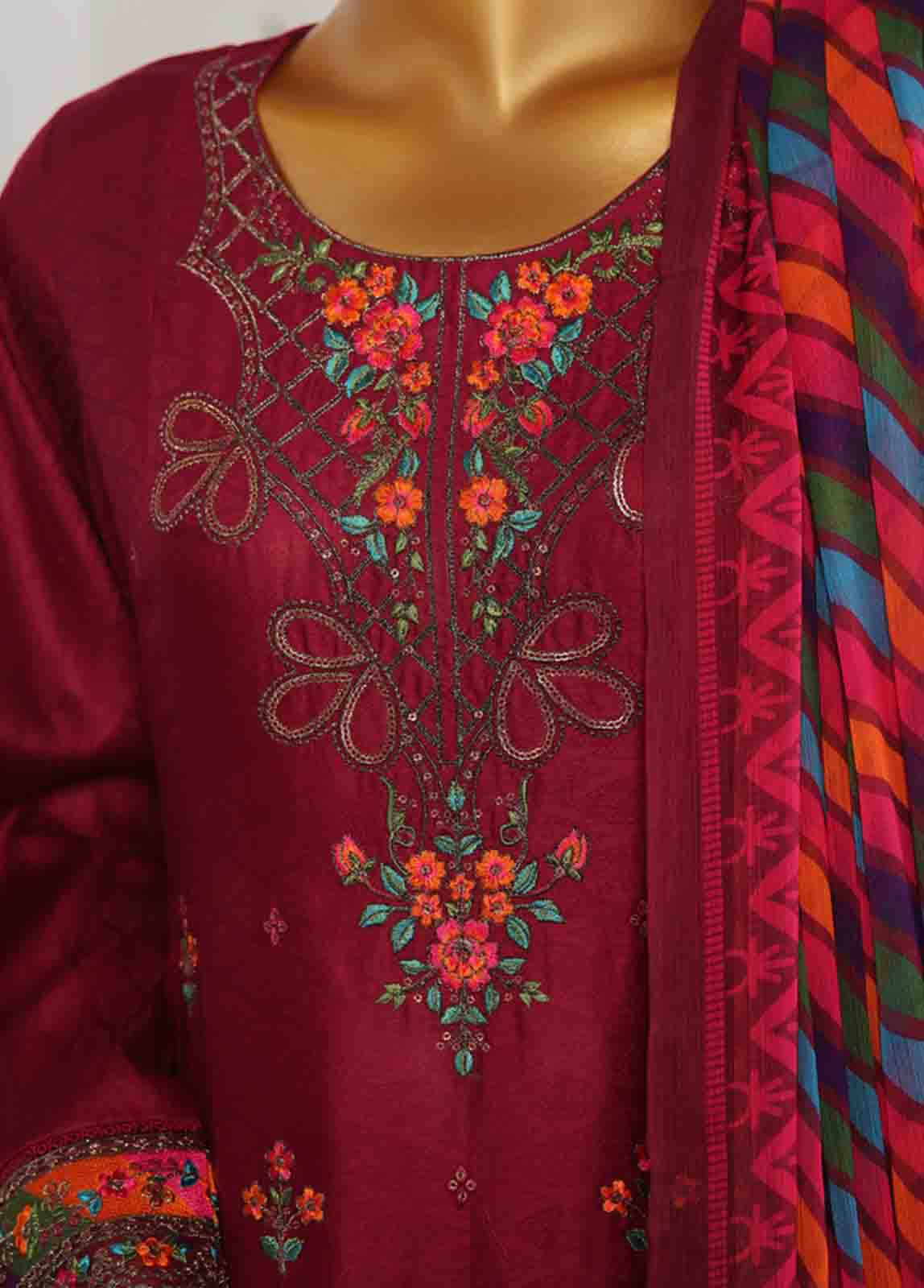Bin Saeed Fabric - BNS-FR-003- 3 Piece Embroidered Jacquard Stitched Suit