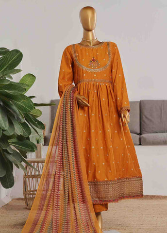 Bin Saeed Fabric - BNS-FR-007- 3 Piece Embroidered Jacquard Stitched Suit